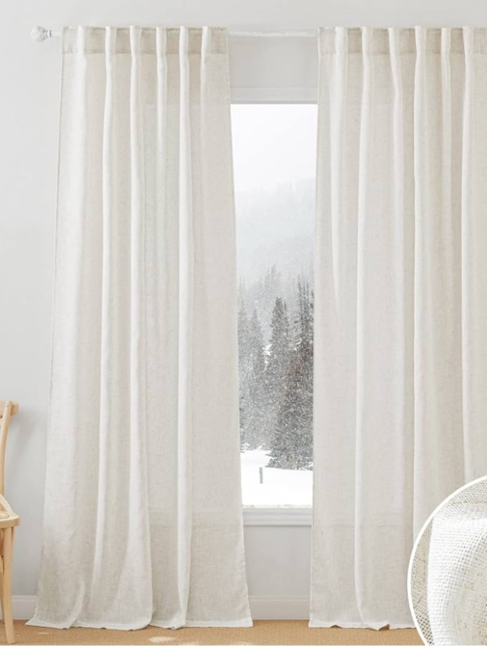 RYB HOME set of 2 Sheer Curtains 52x 84 inches Length Linen new